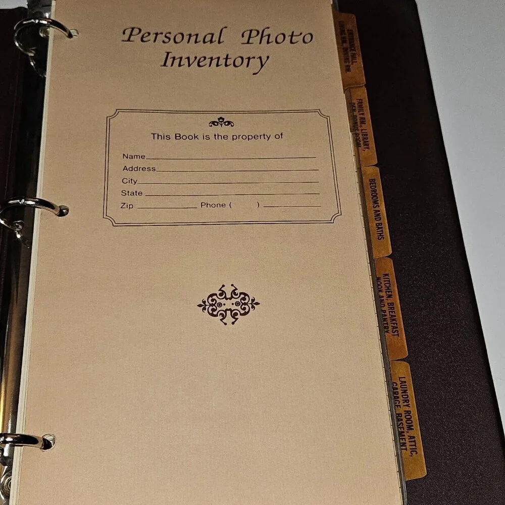 VTG Personal Photo Inventory 3-Ring Album Estate Home Possessions Log NEVER USED